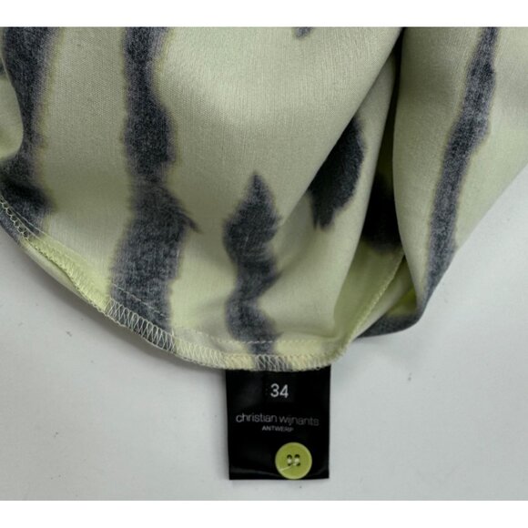 Christian Wijnants Womens V-Neck Lime with Wild Stripes Zebra Print Dress Size 4 - Picture 6 of 11